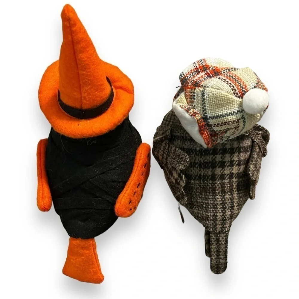 TWO Birds Target 2016 Rare Witch + Hobby Lobby Fall Bird Plaid Cap Bow Tie Decor